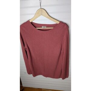 Talbots Women's Long Sleeve Sweater Large Cotton Wool Blend Oversized Pink Knit